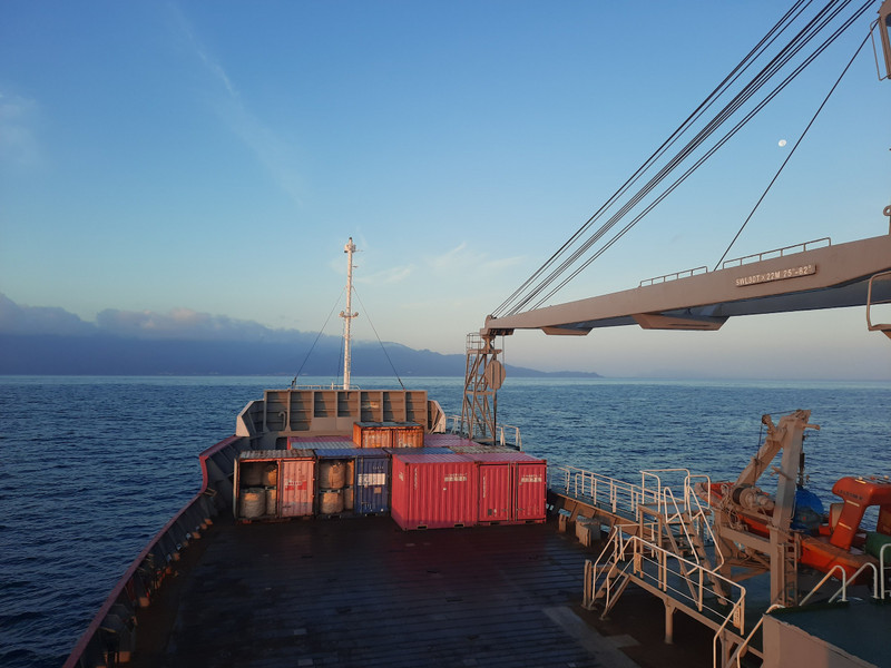 Dawn on the overnight Hibiscus cargo ship to Yakushima