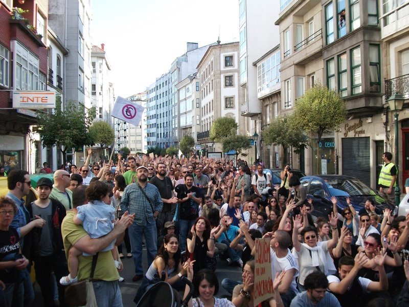 Protesting again, New Town, Santiago