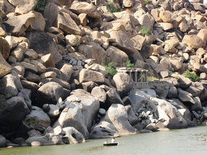 Coracle on Tungabhadra River, Hampi