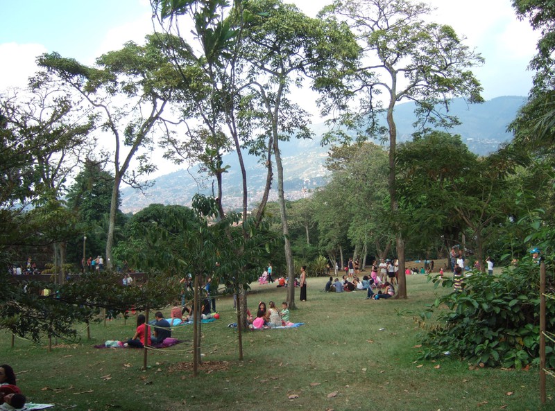 Locals enjoying a Sunday outing to the Botanic Gardens, Medellín
