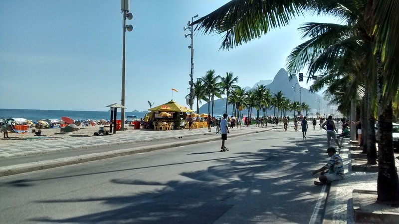Roller blading at Copacabana beach