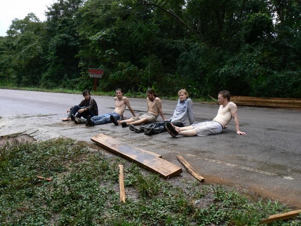 Sitting in the road after a thunderstorm
