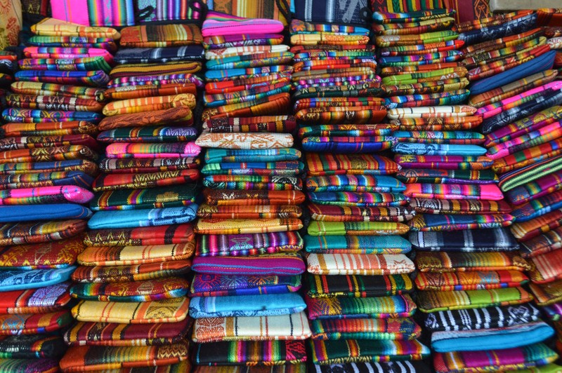 100s of purses at Otavalo markets
