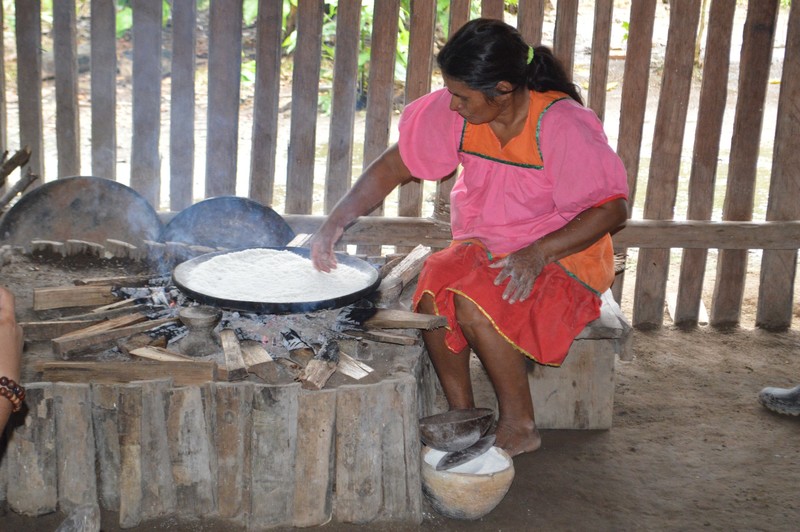 Making the yucca bread