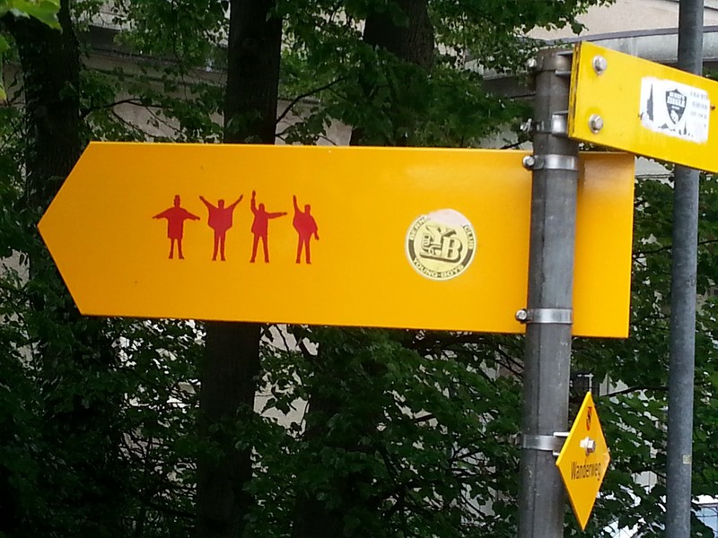 Bern street sign shows where to get...