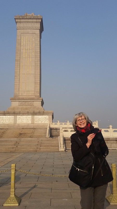 Mom looking cute at Tiananmen Square