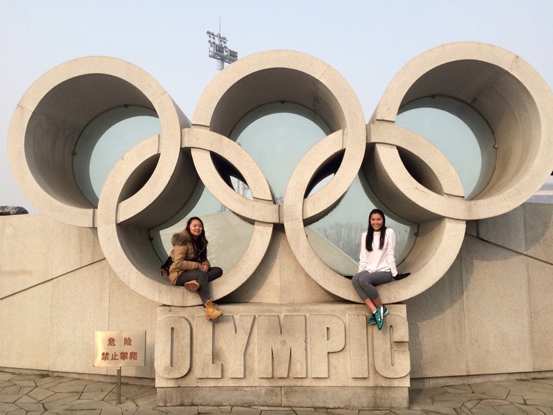 Casually hanging out on the Olympic rings