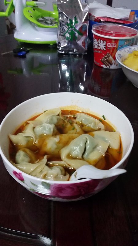Wonton soup made by my host mother