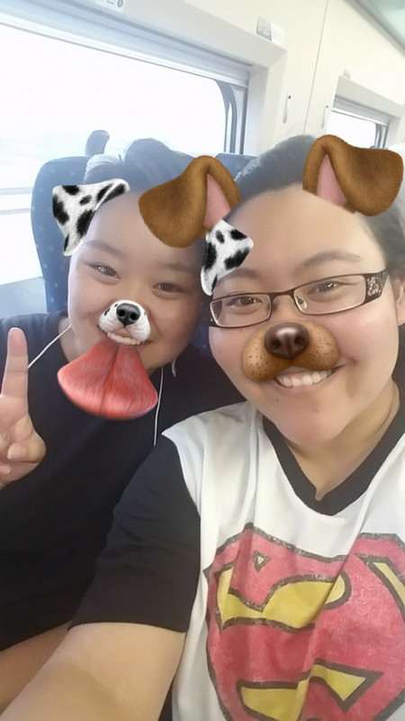 Fun with Snapchat filters on the way to Beijing