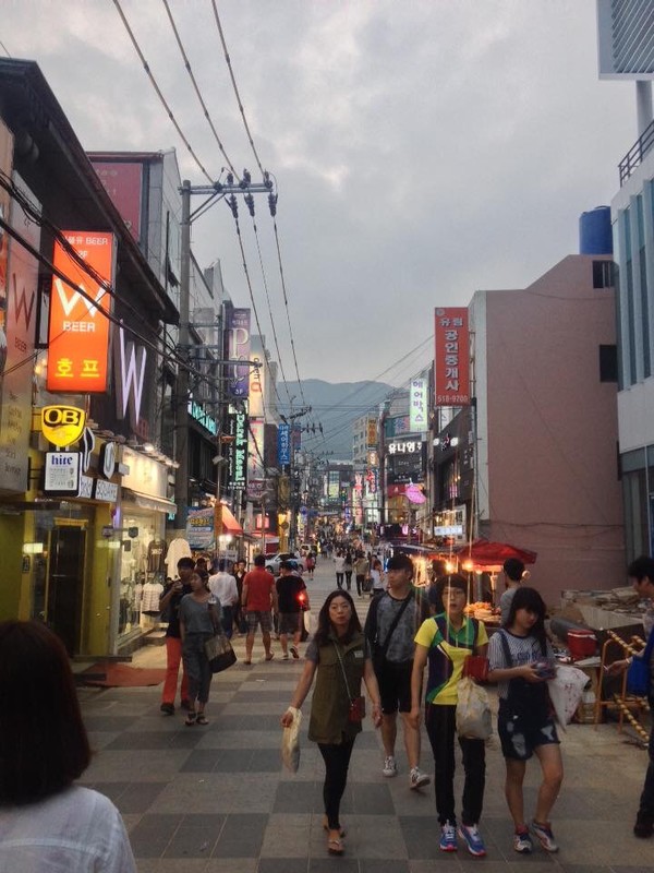 Shopping street in front of Busan University