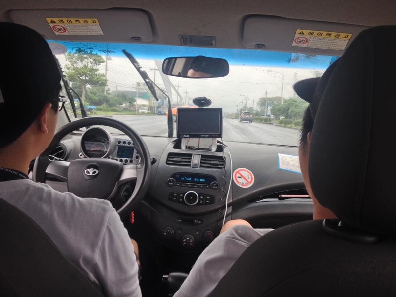 In the car with  Taehan and Ho Sung