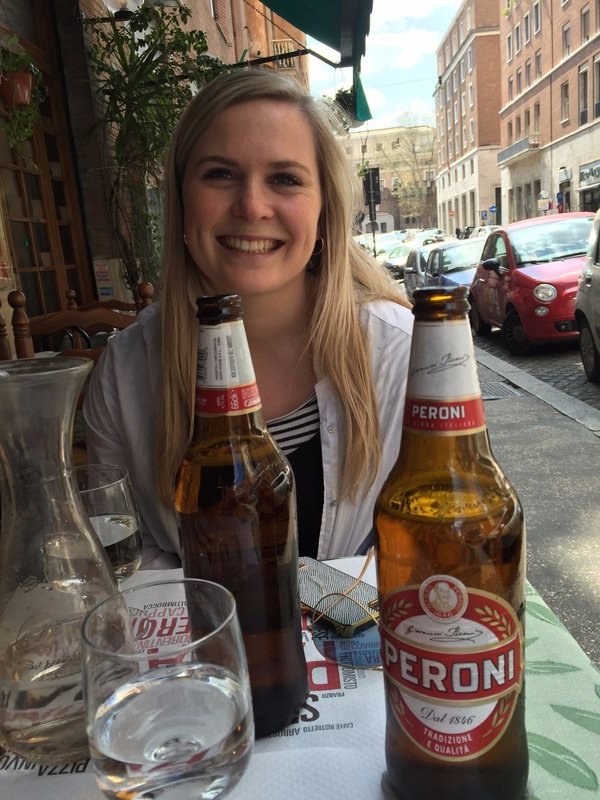 Our large peroni's, awaiting our large Pizza