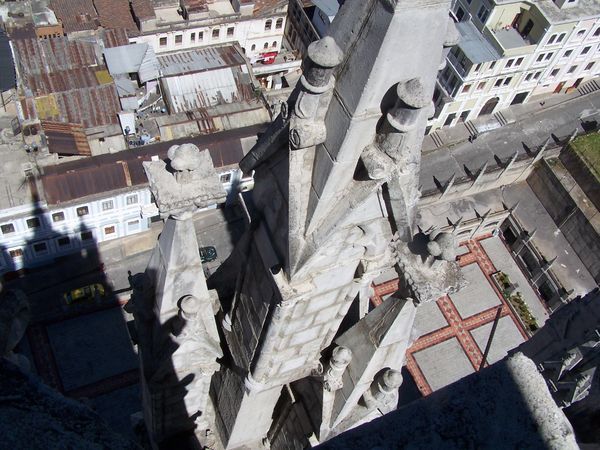 Looking down from the cathedral in central Quito