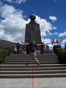 Me straddling the Equator at Mitad del Mundo
