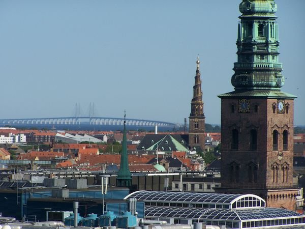 The bridge to Sweden seen from the round tower in copenhagen