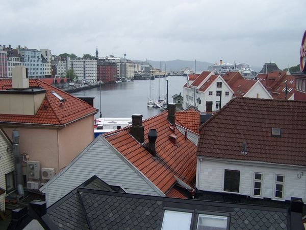 The view from my hostel on a wet morning in Bergen