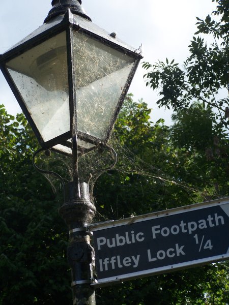 Lamp-post, sign, Iffley lock, Oxford, England