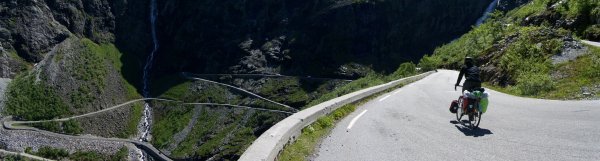 Trollstigen, cyclist, hairpin, Norway, switchback