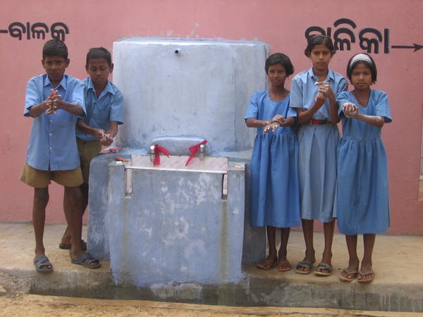 Children hand washing