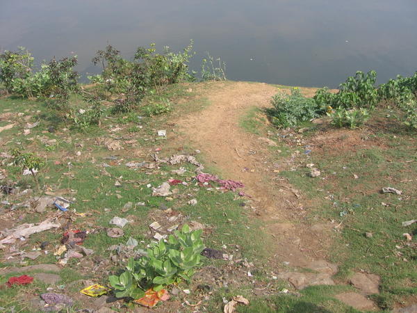 The riverbank near the slum