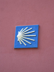 Camino mark on St James church in Vilnius