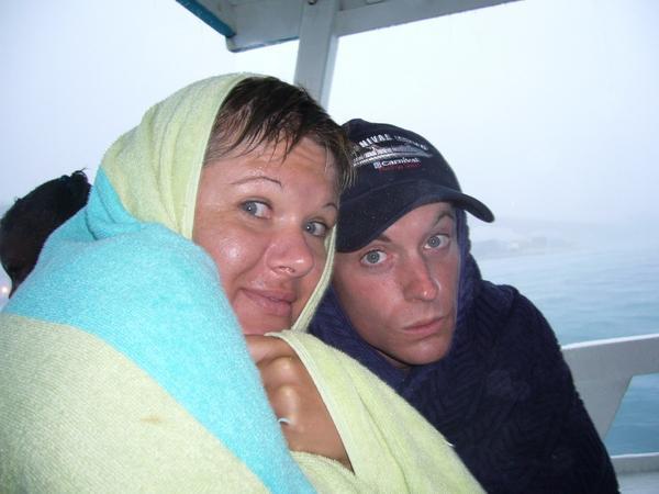 Marlize and Brian caught in the down pour