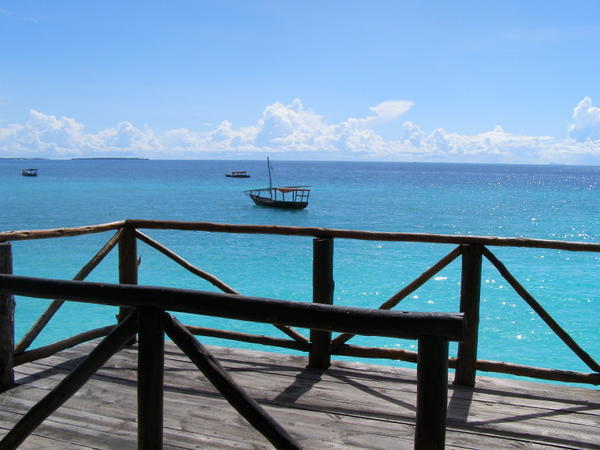 View from our over-water bungalow in the Northern beaches of Zanzibar
