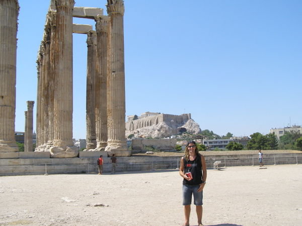 Martin at Temple of Zeus, with Pathenon in background
