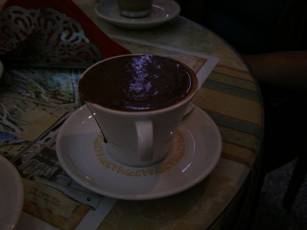 Bunny's hot chocolate in Cortona!! YUM!!