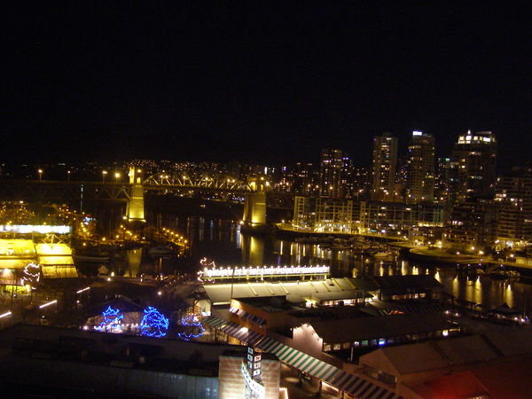 Vancouver at night, from the Granville Bridge