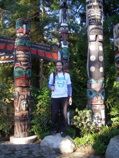Martin with the totem poles at Capilano