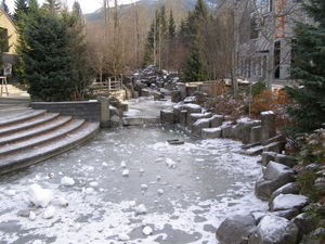 Frozen stream in Whistler village