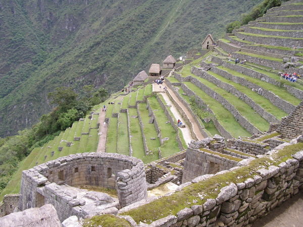 Temple of the Sun and Crop Rows at Machu Picchu