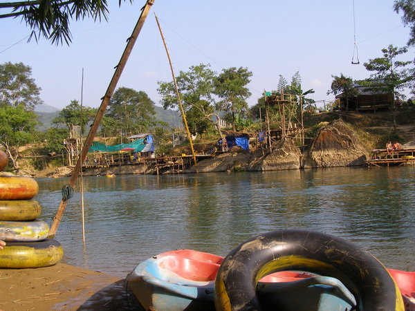 Vang Vieng pubs on the river!