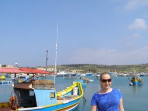 Kristi loves the boats in Marsaxlokk!