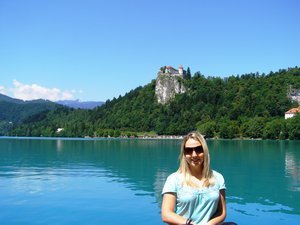 Kristi hanging out Lake Bled