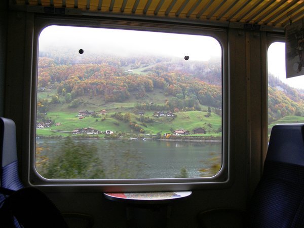 One of our train rides through the Swiss countryside