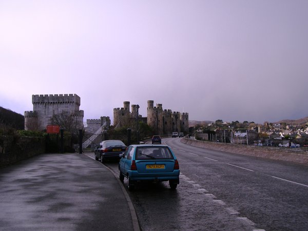 Conwy Castler and the recent addition for the train bridge.