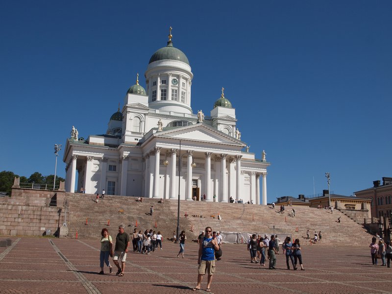 Martin at the Helsinki Cathedral in Senate Square