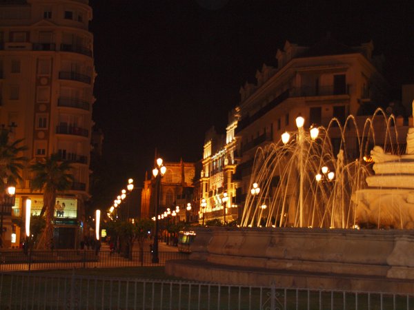 Avenida de Constitucion at night