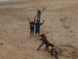 Kids on the beach at Cape Coast