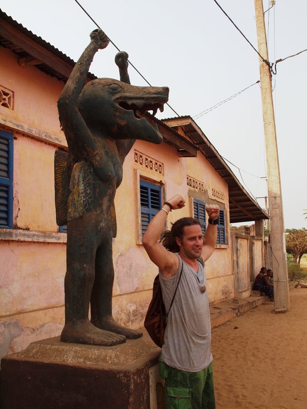 Martin with one of the statues on the Slave Route in Ouidah