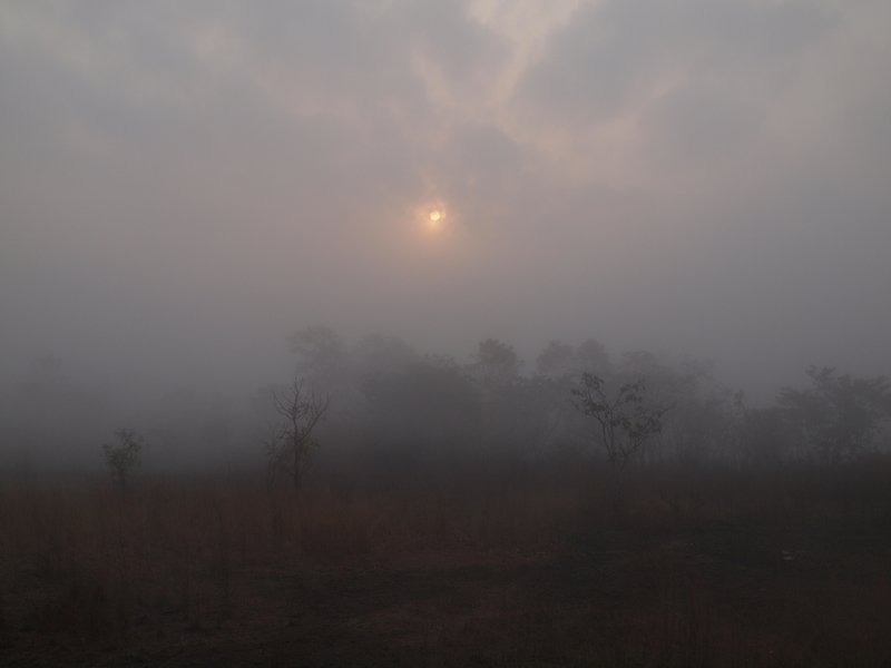 A hazy sunrise greets us in Nigeria