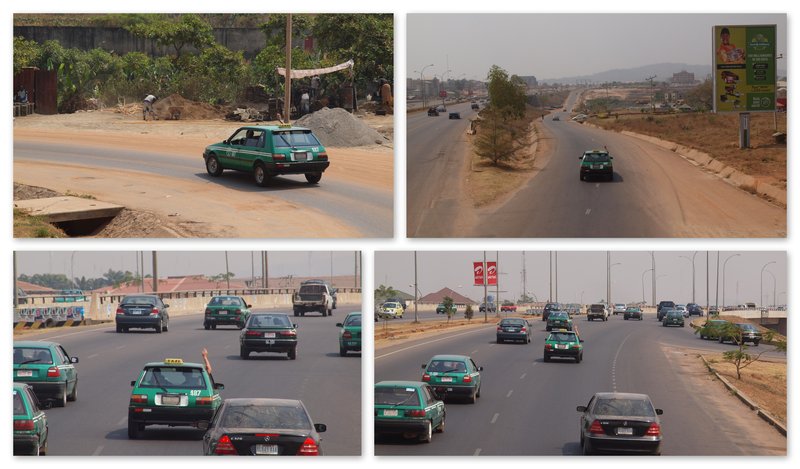 Follow that white arm! Gary leading the way through the Abuja motorways
