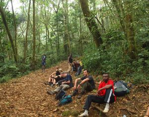 Resting enroute to the first hut, Mt Cameroon