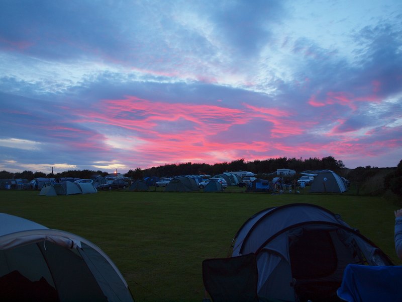 Lovely Welsh sunset over camp