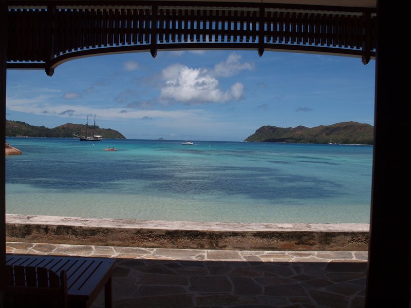 View from our bed...La Reserve, Praslin