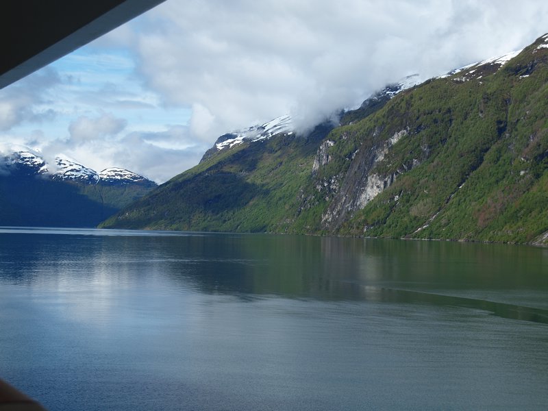Views from our balcony cabin, cruising Geiranger Fjord
