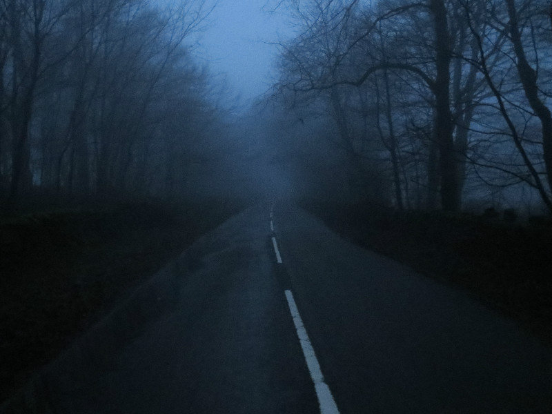 Fog at night in the country