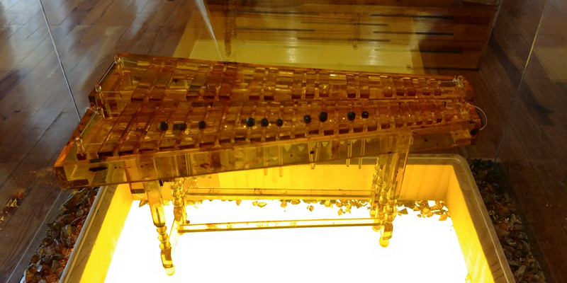 An amber marimba at the museum